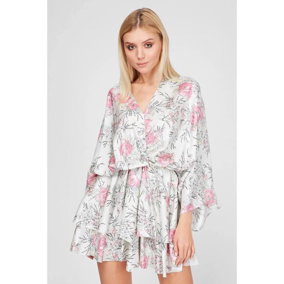 Zadig & Voltaire Ruffle Silk Mini Dress Roses Print Women’s Size XS - Picture 1 of 9